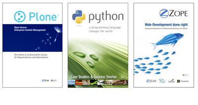 Drei Broschüren über Plone, Zope und Python.